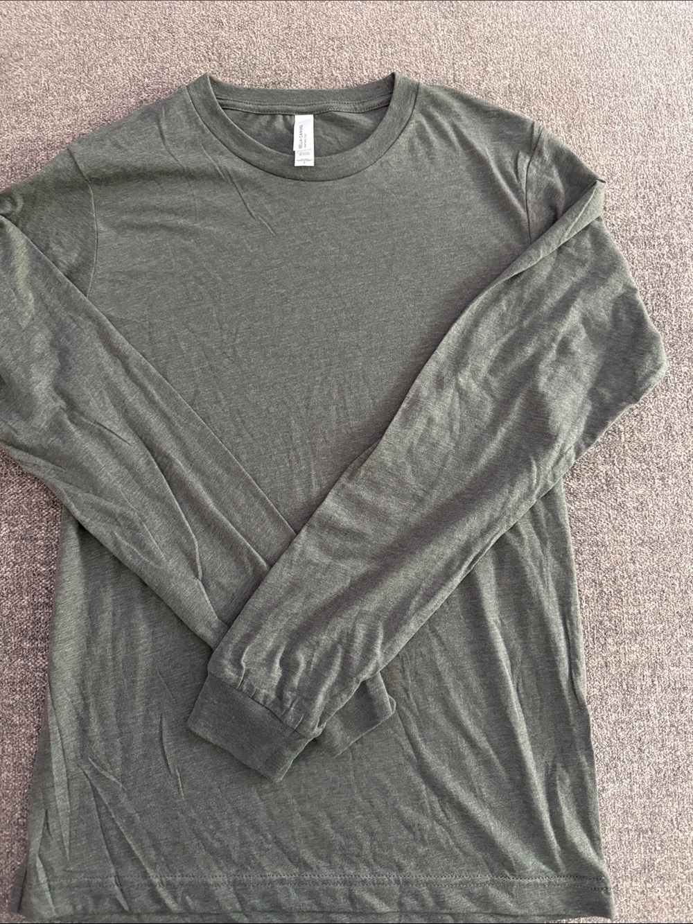 Bella Canvas Men's Long Sleeve Crewneck Shirt - Military Green
